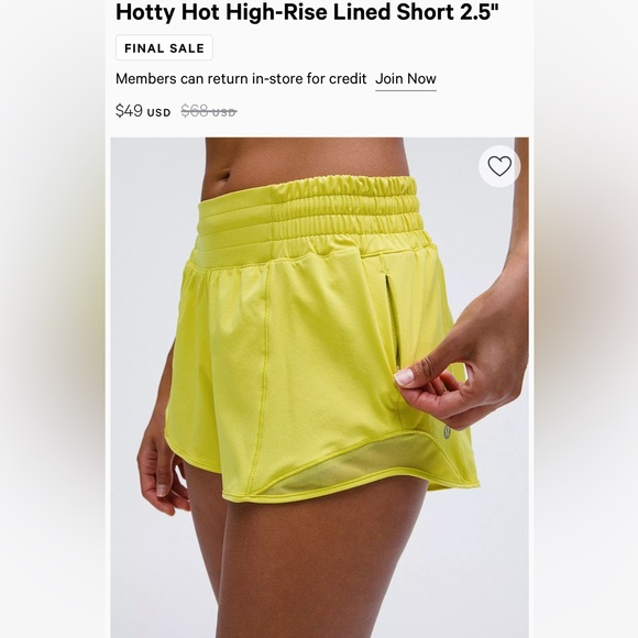 LULULEMON Hotty Hot Short II Soleil in size 12 - Picture 3 of 9